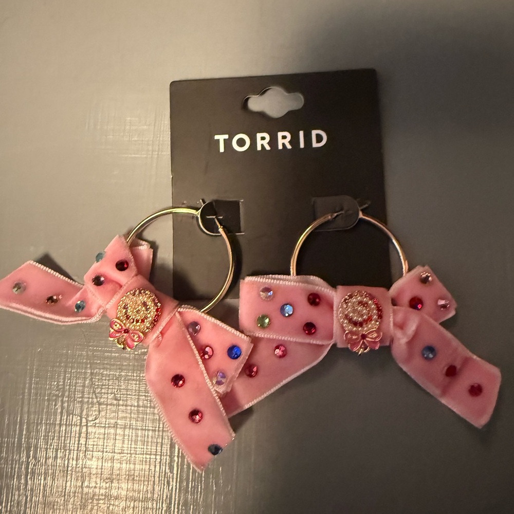 Torrid Pink Bow Candy Hoop Earrings